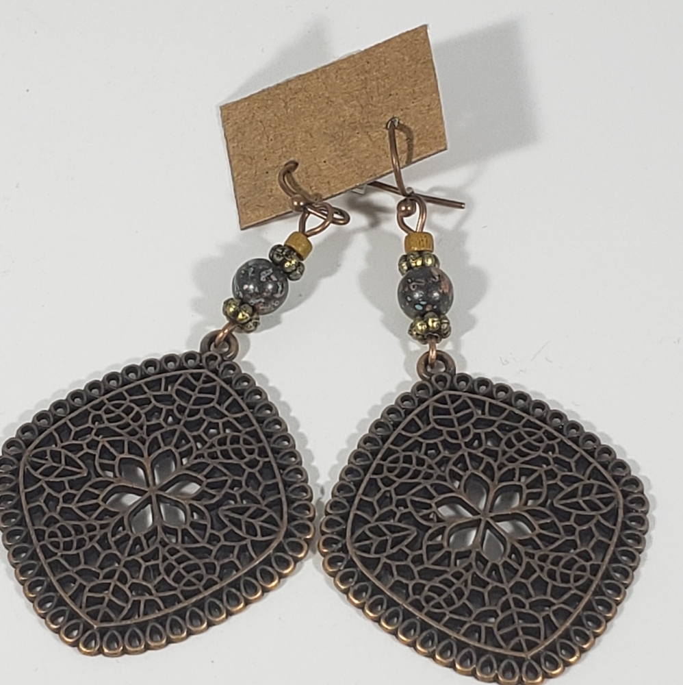 Oiled Brass Earrings.